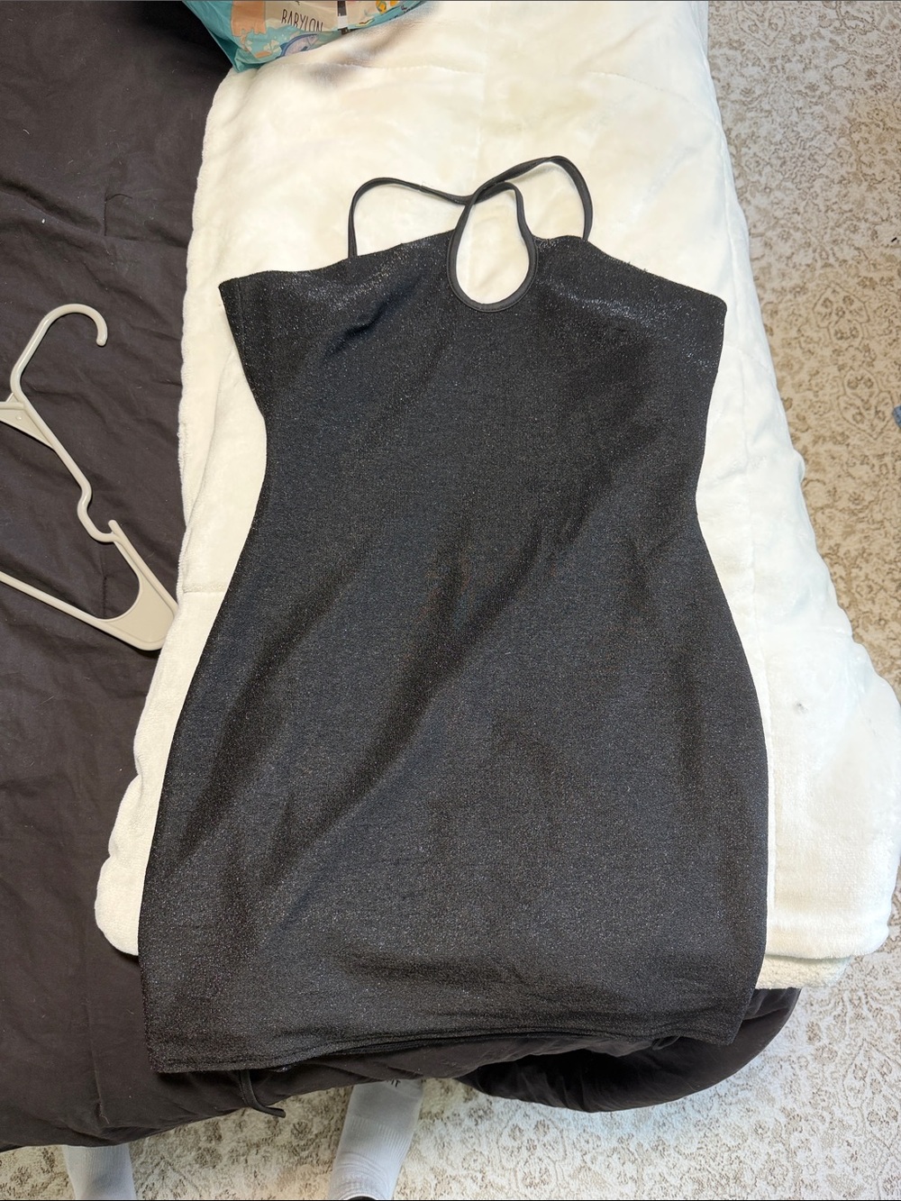 Black Sparkle Halter Heyhole Sheath Dress - Women